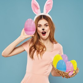 The Dreidel Company The Dreidel Company Fillable Easter Eggs Jumbo 6 InchTranslucent (6-Pack) Colorful Plastic Jumbo Easter Eggs, Stands Upright, Perfect For Easter Egg Hunt, Surprise