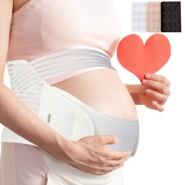 GECONLE Abdominal Belt Pregnancy Support Belt Belly Band Pregnancy Belt Abdominal Belt Supports Waist Back and Belly, White