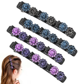 Pack of 4 Hummingbird Hair Clips with Crystal Flower, Rhinestones Hair Clip, Braided Hair Clips, Elegant Hair Styling Clips, Rhinestone Hair Clip for Women and Girls