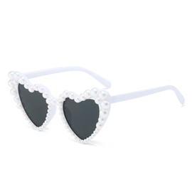BinXiaoQin 1 Piece Heart Sunglasses, White