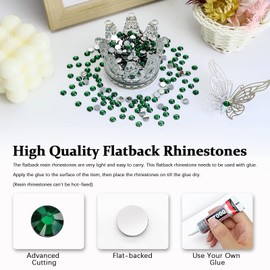 Briskbloom 4500PCS SS6 2mm Resin Flatback Rhinestone, Emerald/Dark Green Flatback Rhinestones for Nails, Tumblers, Mugs, Bottles, Craft Decoration, Loose Bling Glitter Diamond Stone