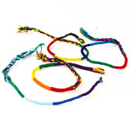 Tumia LAC Round colourful hand woven cotton wristbands, set of 4 in varied styles, great gift as friendship bracelets - Fair trade from Guatemala