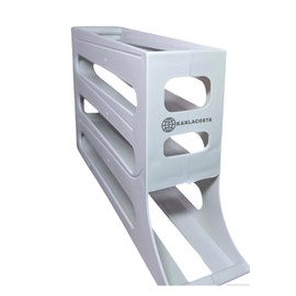 K&KLACOSTA 4 Tier Egg Tray, Automatic Egg Rolling Dispenser Rack for Storing Organizing Distributing and Rolling Eggs in Refrigerator Stackable, in Kitchens, Cabinets, Dining Tables (White)