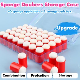 LOONENG - 40 piezas de esponja con estuche de almacenamiento - Esponja para dedos con cabeza de esponja suave, perfecto para pintar, dibujar, plantillas, hacer tarjetas y más