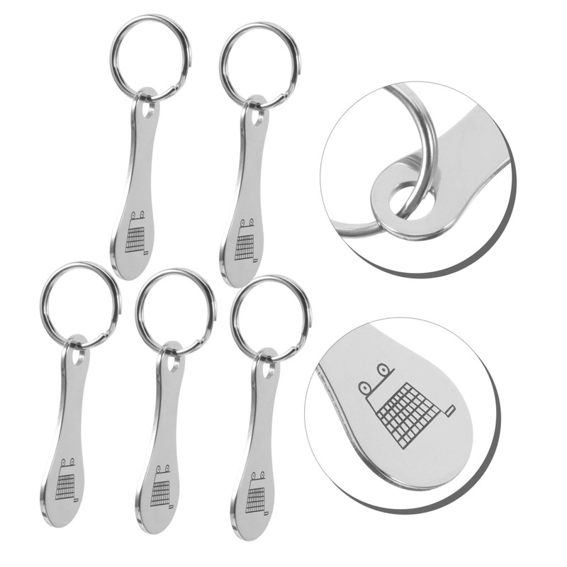 Parliky 5pcs Stainless Steel Shopping Cart Token Key Ring Shoe