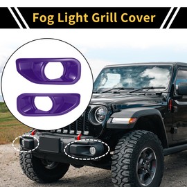 REPAIROCK 1pair Fog Light Grill for Jeep Wrangler JL Gladiator 2018-2024 Front Lower Bumper Fog Light Cover Inserts Durable Fog Lamp Bezel Plastic Left and Right Purple