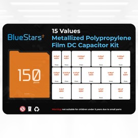 BlueStars 15-Value Metallized Polypropylene Film DC CBB22 Capacitor 400V/0.01uF ~ 0.56uF 630V/ 0.001uF ~ 0.068uF Assortment Kit, Film Capacitor Kit, 15 Values with 150 Pieces