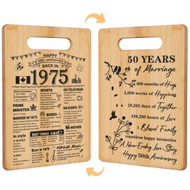 50th Wedding Anniversary for Women Men,Back in 1975&Recipe for Happy 50th Anniversary Double Sided Cutting Board Gift for Her Him,Best 50th Wedding Anniversary Ideas for Couple