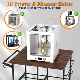 3D Printer Table with Filaments Storage, 360 Rolling Spool Holder with Wheels, Large Capacity 3D Printer Stand Filament Storage Rack for PLA/ABS/TPU, Filament Storage Rack for Workshop Studio Office