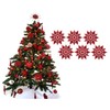 12pk Glitter Snowflake Hanging Decorations, Christmas Tree Snowflake Baubles/Ornaments (Red)