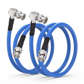 Superbat 3G/6G/12G SDI Cable 60cm,2Pcs BNC RG6 Cable 75ohm BNC Male to Male Right Angle SDI Video Cable for Camera CCTV Monitor SDI Converter Supports HD-SDI/3G-SDI/6G-SDI/12G-SDI.