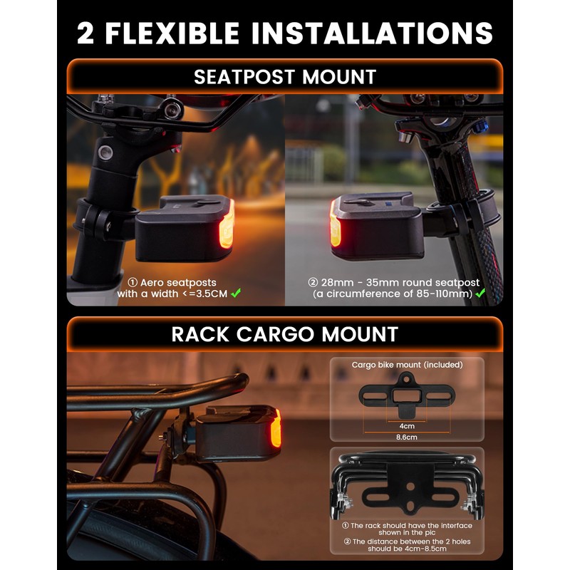 RAVEMEN NT101 Bike Tail Light,Turn Signal Light, Rear Light with
