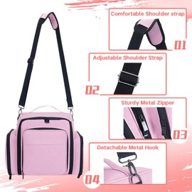 UOZL Nail Polish Organizer Storage Box, Holds 90 Bottles of Nail Polish, Portable Travel Case with 3 Separate Storage Bags, Can Be Used for Nail Art Supplies, Manicurists, etc Pink