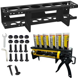 Caulking Tube and Caulking Gun Holder, Caulking Gun Storage Rack, Handy Rack for Caulking Tubes and Gun, Caulking Gun Holder Caulking Gun Storage Organizer for Workshop, Shop, Garage (1)