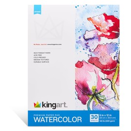 KINGART Watercolor Paper Pad (613-1), 9 x 12 Inches, 30 Sheets, Cold Pressed, Acid-Free