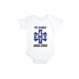 My Daddy Saves Lives Baby Bodysuit | Newborn Gift | EMT Baby Jumpsuit (6-9 Months)