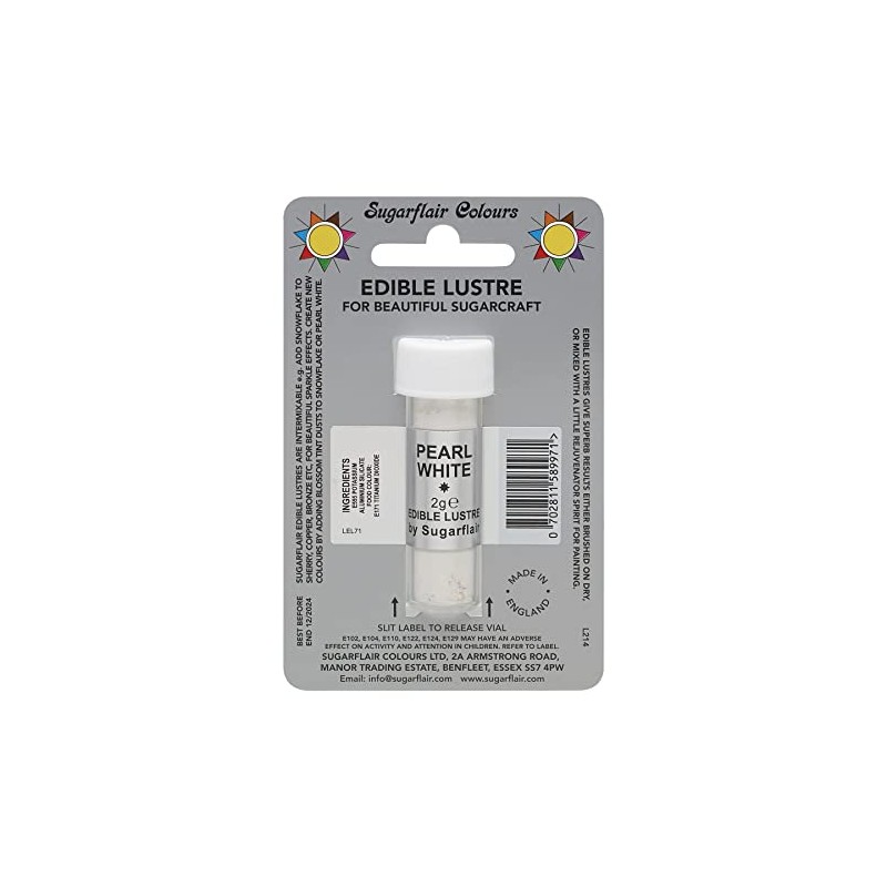 Sugarflair New Edible Lustre Powder - Pearl White