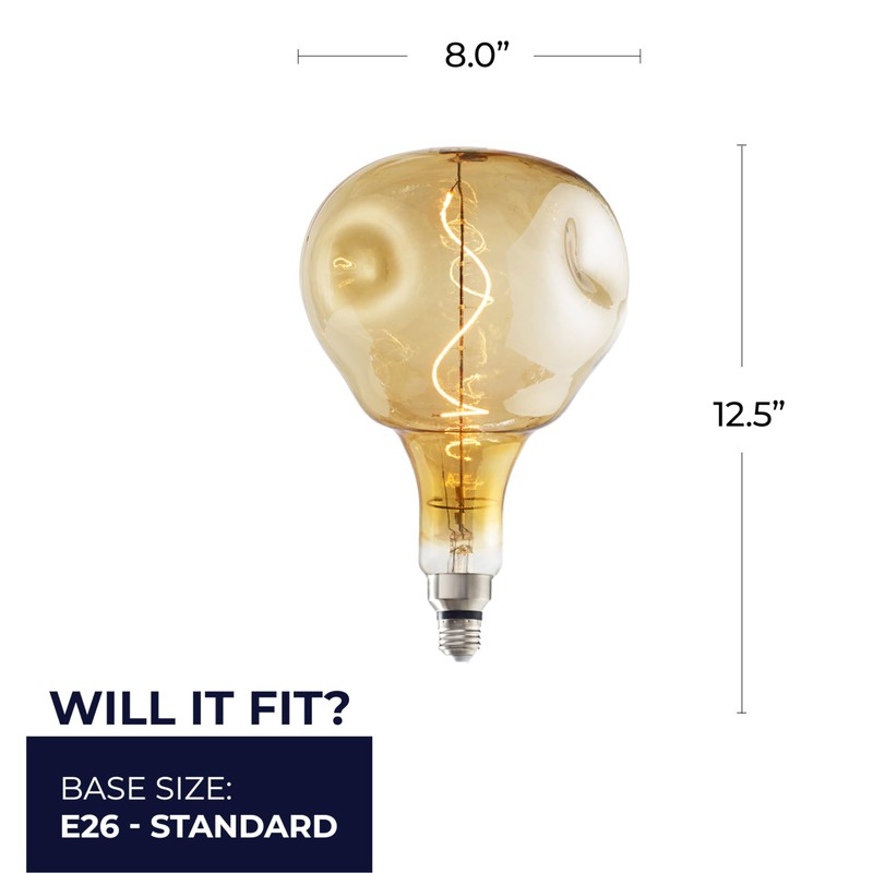 Bulbrite LED Grand Filament Nostalgic Orb Shaped Light Bulb, 60