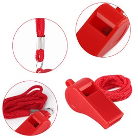 OBKJJ Red Emergency Whistle with Lanyard, 48 Pack Coach Whistle Soccer Referee Whistle Ideal for Coaches, Teachers, Referee, Training, Emergency