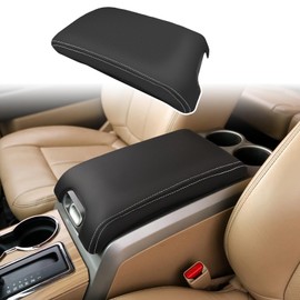 ramuel Compatible with Center Console Armrest Cover Pad PU Leather Middle Console Covers for Ford F150 F-150 12th Gen 2009 2010 2011 2012 2013 2014(Bucket Seat ONLY)