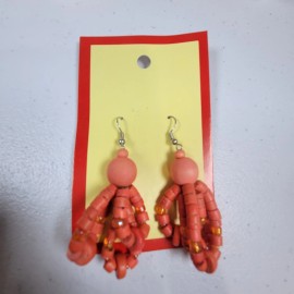 Boho Lot of 9 Pairs Coral Color  Beaded Tassel Earrings Dangle Pierced Boho Jewelry