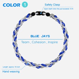 SUPBOMM 3 collares de cuerda de béisbol, collar trenzado de colores del equipo de liga, regalos del equipo de béisbol, One Size ( 18" ), Nailon Silicona Titanio, Sin piedra preciosa