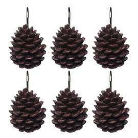 Twofishes Decorative Pinecone Shower Curtain Hooks Bathroom Rolling Hangers Curtain Rings pack of 12
