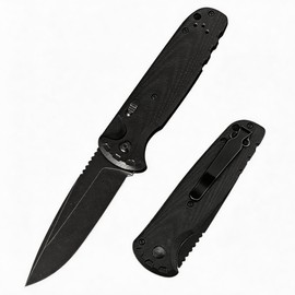 Folding Pocket Knife for Men with Serrated Clip Blade, EDC Pocket Knife for Outdoor Tactical Survival and EDC, Survival Knife Liner-Lock Belt Clip, Survival Outdoor Fishing Hiking Women Men（4300BK）