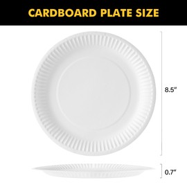 RACETOP Disposable Paper Plates 8.5 Inch [500 Count], White Uncoated Paper Plates for Party, 8.5" Paper Plate Bulk | RACETOP