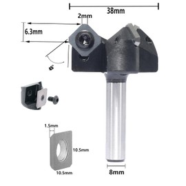 Sinoprotools Face Milling Cutter 8 mm Shank, Diameter 38 mm with Angle 45°, Planer Milling Cutter and Dressing Cutter with Indexable Cutting Plates for CNC Milling (D=38, I=6.3, S=8, W=45°)