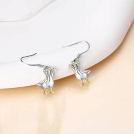 Sterling Silver Goose Earrings Cute Goose Earrings Funny Earrings Jewelry Gifts for Women, Sterling Silver, No Gemstone