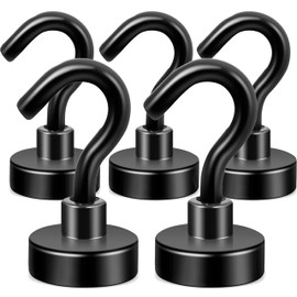 Neosmuk Magnetic Hooks, Cruise Ship Essentials, 30lb+ Heavy Duty Magnetic Hooks for Cruise Cabins, Refrigerator, Grill, Hanging, and Travel | Extra Strong Must-Haves Magnet Hook,Black,5 Pack