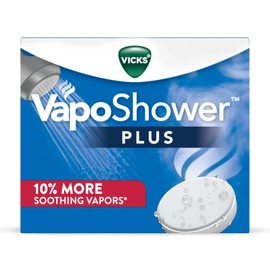 Vicks VapoShower PLUS, Shower Bomb Tablets, Soothing Vicks Vapors Steam Aromatherapy with Eucalyptus and Menthol, Contains Essential Oils, 12 Tablets