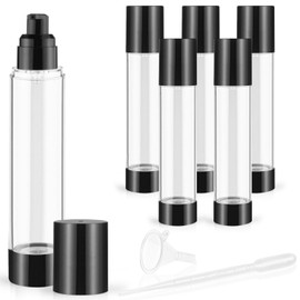 6 Pack 120ml/4oz Airless Pump Bottles Refillable Vacuum Pump Dispenser Plastic Cosmetic Container for Makeup Foundation Moisturizer Shampoo Toiletry