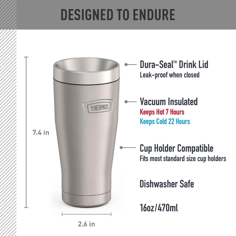 THERMOS ICON SERIES, vaso de acero inoxidable, acero inoxidable mate,