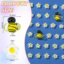 Ornaland 54 Pcs Lampwork Glass Beads Daisy Flower Beads Bee Beads Glass Beads for Jewelry Making Bracelets Necklaces Earrings Rosary(Bee Daisy Flower)
