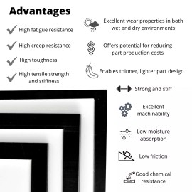 BuyPlastic Black Delrin / Acetal Copolymer Plastic Sheet  1/4" x 12" x 12"