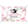 Mocsicka Pink Bow Graduate Backdrop Banner Coquette Graduation Decorations Coquette
