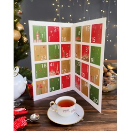 Ahmad Tea Advent Calendar 2023 - Tea Calendar to Stand Up with 24 Different Types of Tea - Black Tea, Green Tea, Fruit and Herbal Tea - 24 Individually Packed, Aroma-Sealed Tea Loot with Ribbon