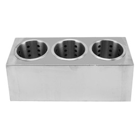 Sorandy Commercial Utensil Holder, Stainless Steel Cylinder Flatware Silverware Organizer, Countertop Storage Caddy Drying Rack for Kitchen Restaurants Knife Cutlery Forks (3 Holes)