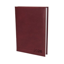 Agenda Ejecutiva Diaria Pro 2026 Planeador Profesional De Curpiel Con Estuche Color Vino Marca Caravian