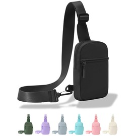 FORZAROCKET FORZAROCKET Ultralight Sling Bag w/Long Strap 70" C Small Crossbody Bag w/Extended Strap C Women Men Fanny Pack w/Anti-Theft Pocket C Two-Way Durable Zipper C Travel & Plus Size Friendly, Black