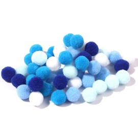 Small Pom Poms for Crafts,50pcs 1cm Multi Color Fuzzy Pom poms Balls,Crafts Pom Poms Balls for DIY Creative Crafts Decorations, Class Creative Activities, Home Decorations, etc. (Blue)