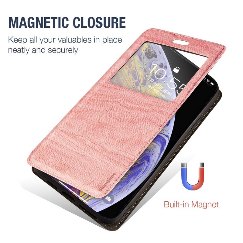 Shantime Viewable Window Leather Flip Case Compatible with AGM Glory