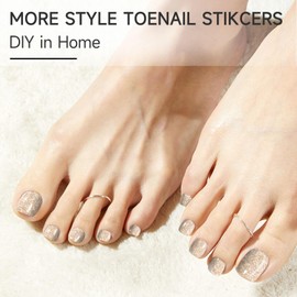 DUKASOU Semi Cured Gel Toe Nail Strips,32 Pcs Toe Nail Stickers Full Nail Wraps(Sunshine),Long Lasting Gel Nail Strips with UV Light,UV Nail Strips Nail Art Stickers Easy to Apply