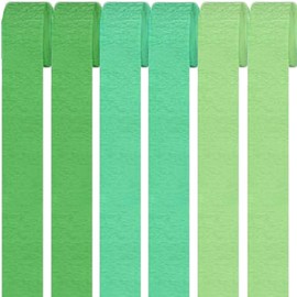 6 Rolls Colourful Crepe Paper, Rainbow Crepe Ribbons Background Streamers Paper Rainbow Crepe Paper Craft Crepe for Party Decoration and Crafts Paper Art (3 Styles, Green)