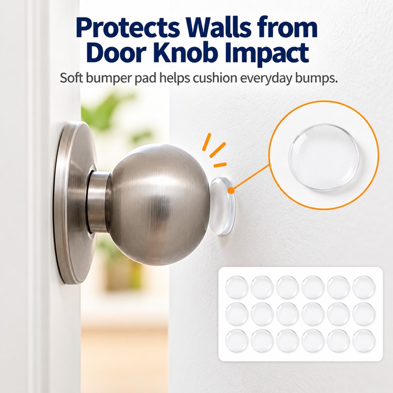 Clear Door Knob Wall Protectors – 40×8mm Bumper Pads for