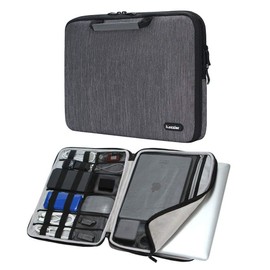 iCozzier 11-11,6 Zoll Notebook Hülle Tasche mit Griffen/Multifunktionale Aufbewahrungs Zubehörtasche für 11 Zoll Laptop/Ultrabook/Netbook/MacBook - Grau