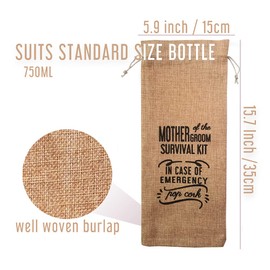 GIFTED LUGAR Mother of the Groom Gift, Mother of the Groom Survival Kit Wine Bag, Cute Funny Wedding Shower Wine Bag for Groom's Mother