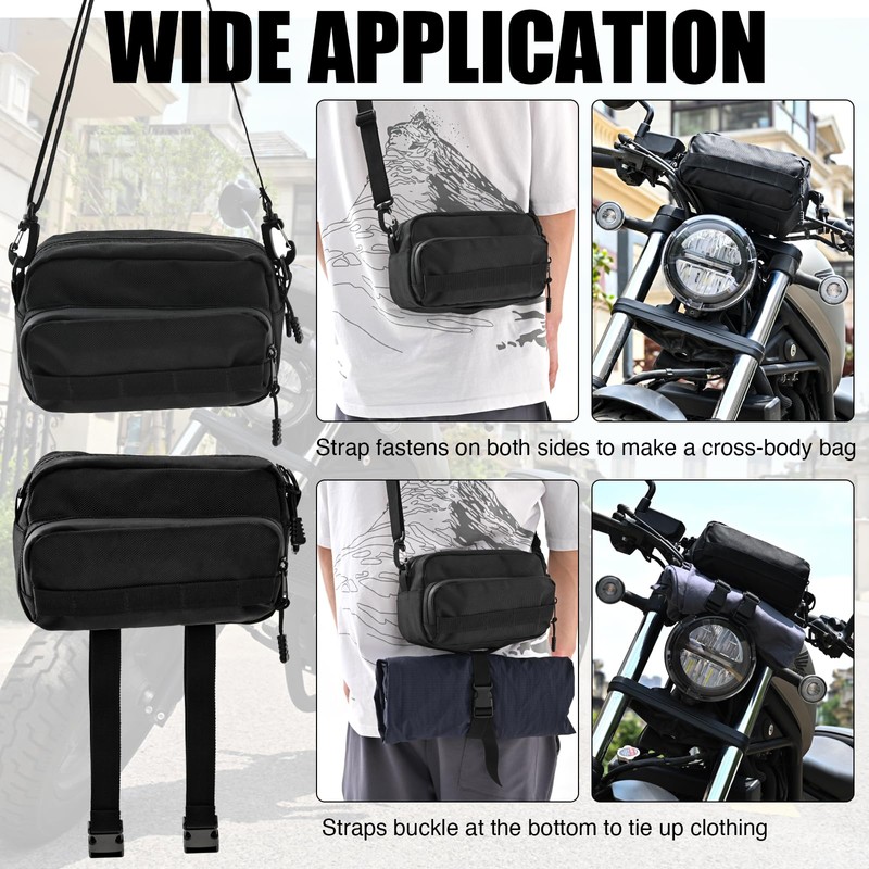SANDEYISS Motorcycle Handlebar Bag,Easy Installation Motorcycle Bag,Universal Handle Bar Bag,Multi-Purpose